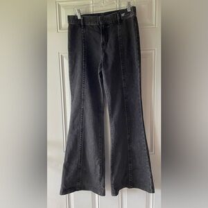 Express 70s flare mid rise black rinse denim